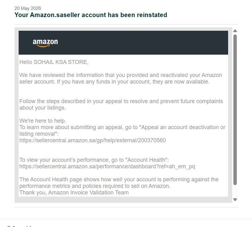 Official Amazon Saudi Arabia Invoice Validation Reinstatement